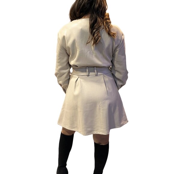 Pearl White Leather Coat - Picture 6 of 7